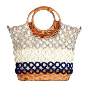 INC International Concepts Woven Rings Wicker Crossbody Bag